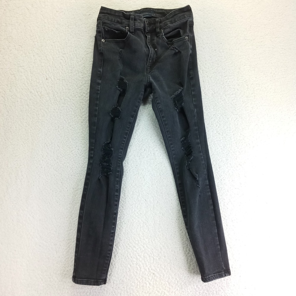 Aeropostale High Rise Jegging Women 4 Short Black Distressed Ripped Skinny Jeans